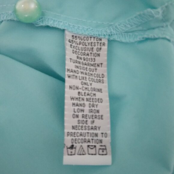 Bob Mackie | Cotton Sequin Shirt Blouse Light Blue Button Front | Size L - Picture 8 of 8